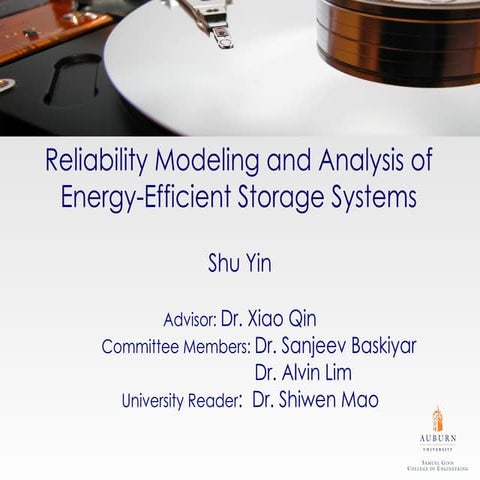 Reliability Modeling and Analysis of Energy-Efficient Storage Systems