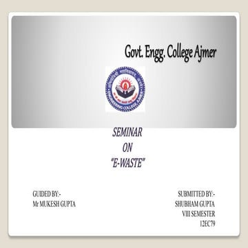 Seminar presentation on Electronic waste/E waste