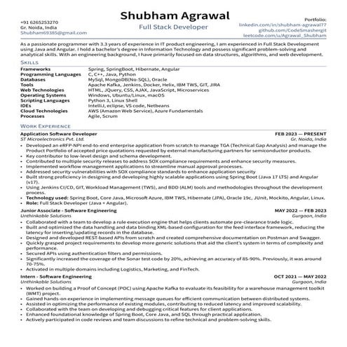 Application Software Engineer - Shubham Agrawal