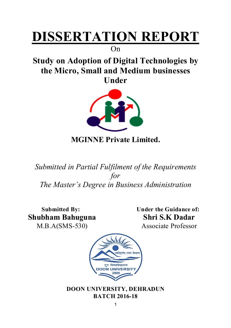 Dissertation report for mba