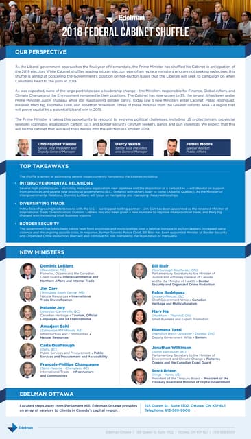The Edelman Perspective - 2018 Federal Cabinet Shuffle