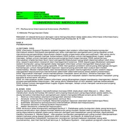 SIM 12, SHUFI NOOR, PROF. Dr. HAPZI ALI CMA, SISTEM PENDUKUNG PENGAMBILAN KEPUTUSAN, UNIVERSITAS MERCU BUANA, 2017