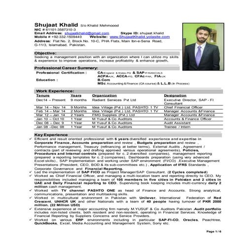 Shujaat khalid  cfo - cv  11-sep-2015