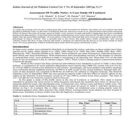 Noise pollution assessment in greater agartala city a case study | PDF