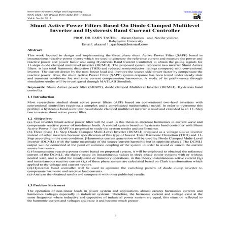 Shunt active power filters based on diode clamped multilevel inverter and hys...