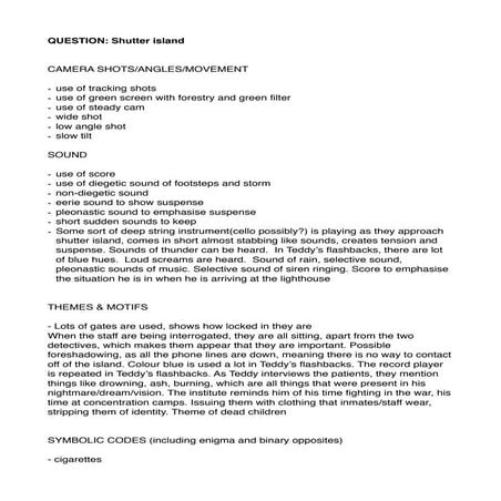 Shutter island notes