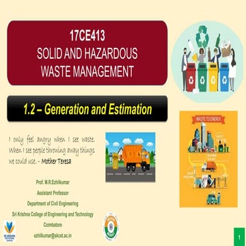 Sources, types & composition - Municipal Solid Wastes