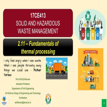 Unit operations for processing of MSW - Municipal Solid Wastes | PDF