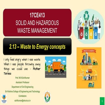Waste to Energy concepts - Municipal Solid Wastes | PDF