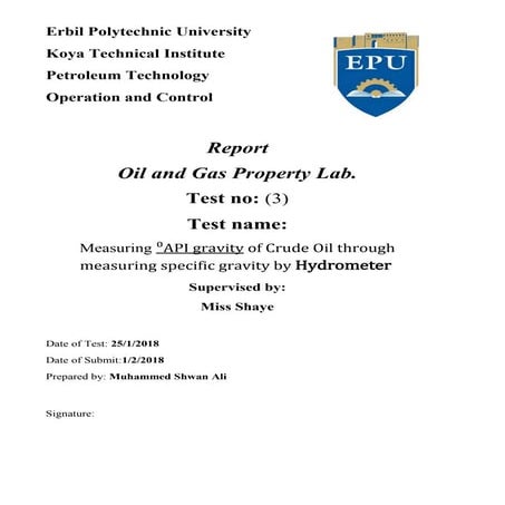 (Shw shw)  exp. no.3 find api of crude oil by wusing hydrometer