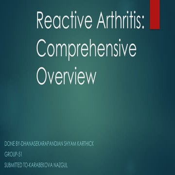 REACTIVE ARTHRITIS:COMPREHENSIVE OVERVIEW
