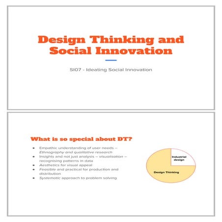 SI07 Basics of Design Thinking that are motivated by the goal of meeting a so...