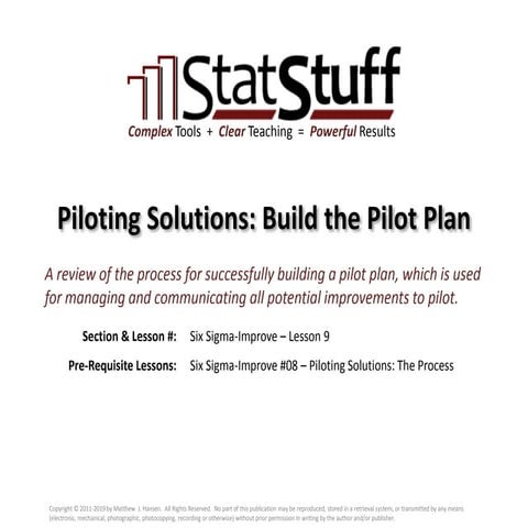 Piloting Solutions: Build the Pilot Plan