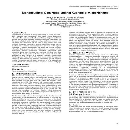 Scheduling Courses Using Genetic Algorithms | PDF | Genetics | Science