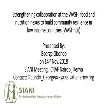 Strengthening collaboration at the WASH, food and nutrition nexus to build co...