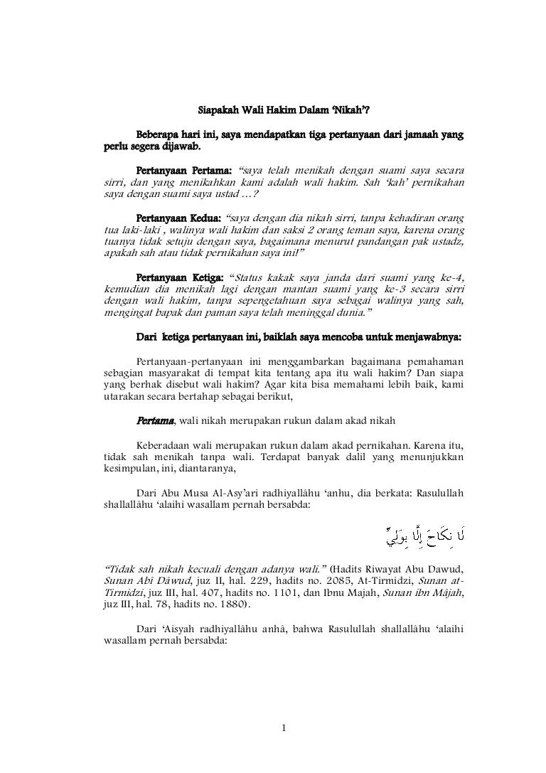 Siapakah Wali Hakim Dalam Nikah