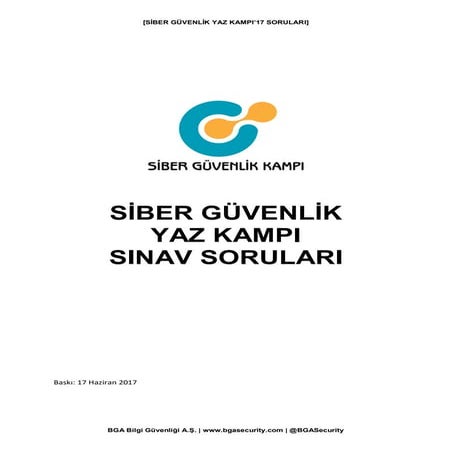 Siber Güvenlik Yaz Kampı'17 Soruları