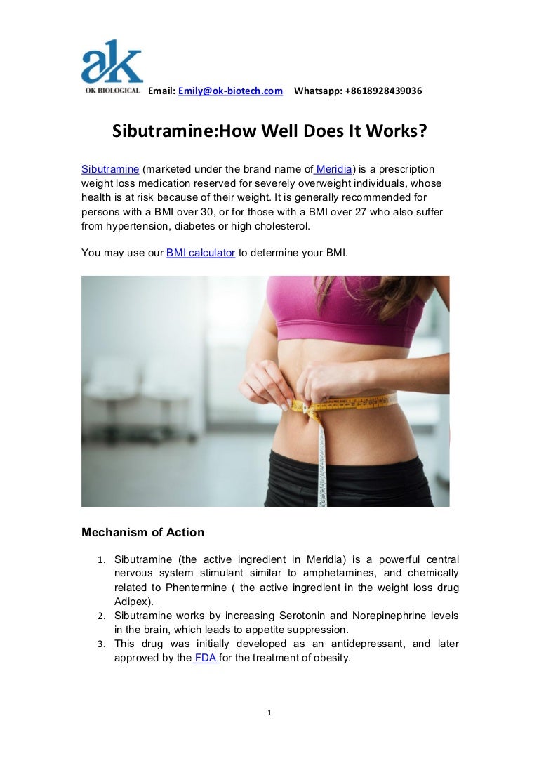 sibutramine how well does it works meridia how it works