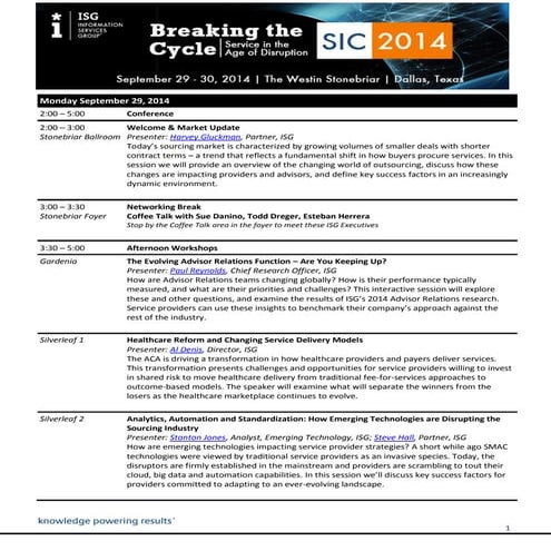 Americas SIC 2014 Agenda