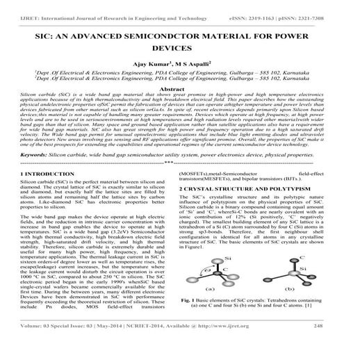 Sic an advanced semicondctor material for power devices
