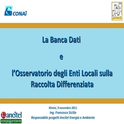 Banca Dati Osservatorio Enti Locali Raccolte differenziate