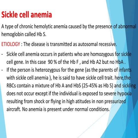 Sickle cell anemia one of the hemolytic anemias | PPTX