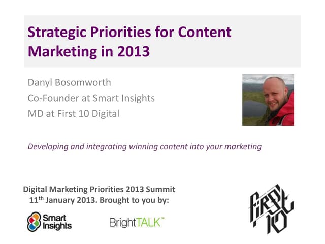 Content Marketing Priorities 2013