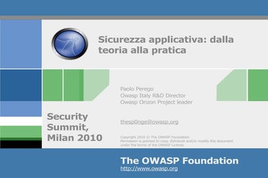 Sicurezza Applicatica Dalla Teoria Alla Pratica