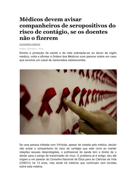 Sida - médicos e namorados adolescentes