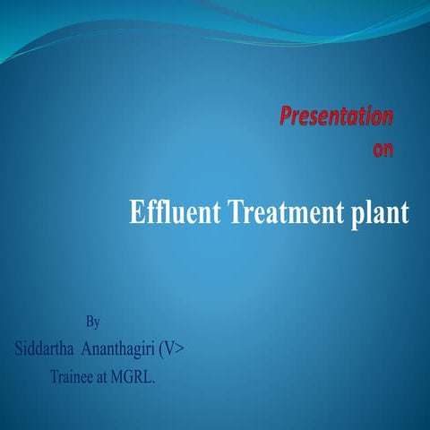 Presentation on ETP (Effluent Treatment Plant) | PPTX