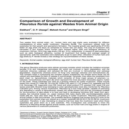 Comparison of Growth and Development of Pleurotus florida against Wastes from...