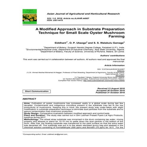 A Modified Approach in Substrate Preparation Technique for Small Scale Oyster...