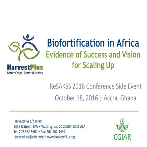 Biofortification in AfricaEvidence of Success and Vision for Scaling Up