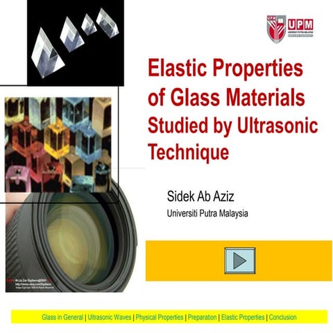 Elastic studies of Glass Materials Studied by Ultrasonic Technique
