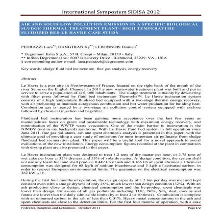 Sludge thermal treatment - High temperature fluidized bed 