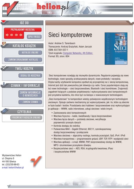 Sieci komputerowe. Budowa i działanie | PDF