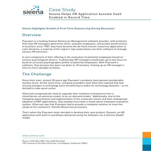 Sieena - Case Study - Psycowin