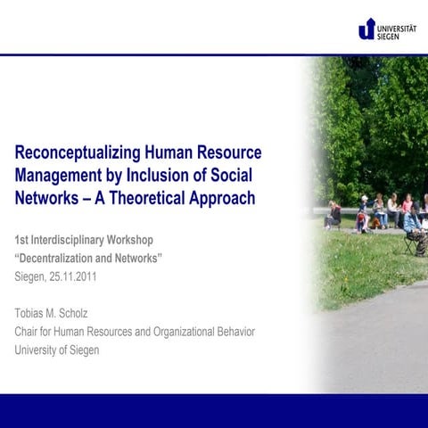 Reconceptualizing Human Resource Management by Inclusion of Social Networks –...