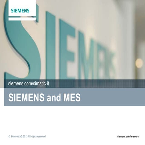 Siemens and MES (Manufacturing Execution System)