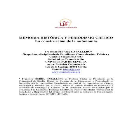 Memoria histórica y periodismo critico