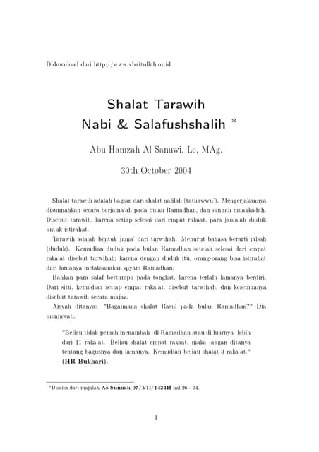 Sifat tarawih-nabi
