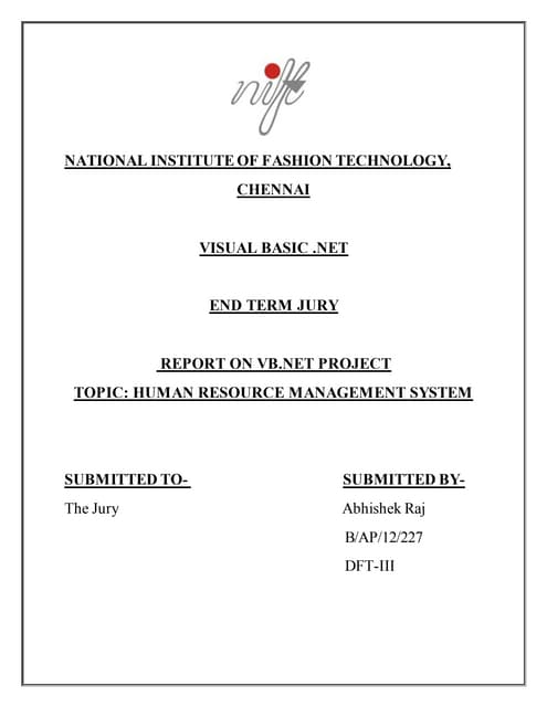 HMRS - Human Resource Management System (VB.Net)