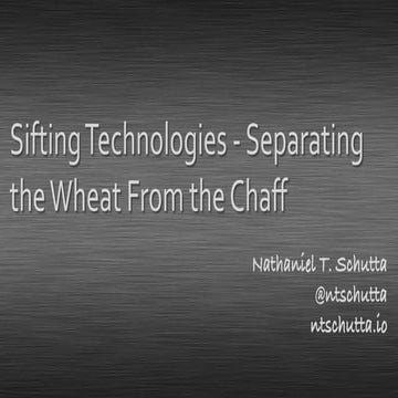 SpringOne Tour Denver - Sifting Technologies—Separating the Wheat From the Chaff