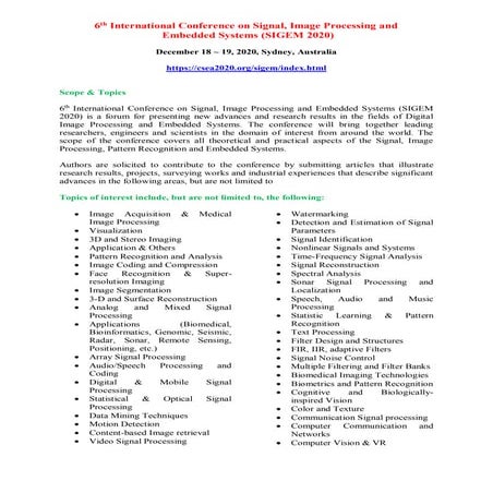 11th International Conference on Signal, Image Processing and Embedded ...