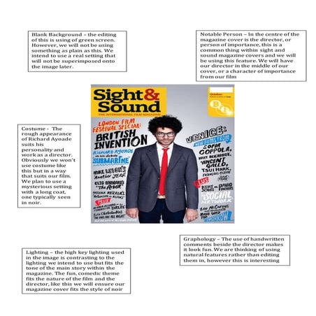 Sight and Sound Magazine Cover Analysis 1