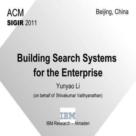 Building Search Systems for the Enterprise
