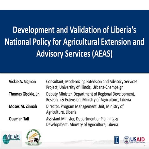 Development and Validation of Liberia’s National Policy for Agricultural Exte...