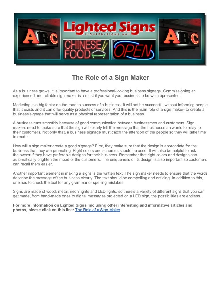 The Role of a Sign Maker