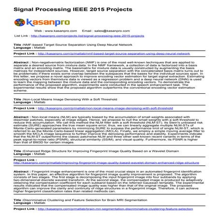 Signal Processing IEEE 2015 Projects