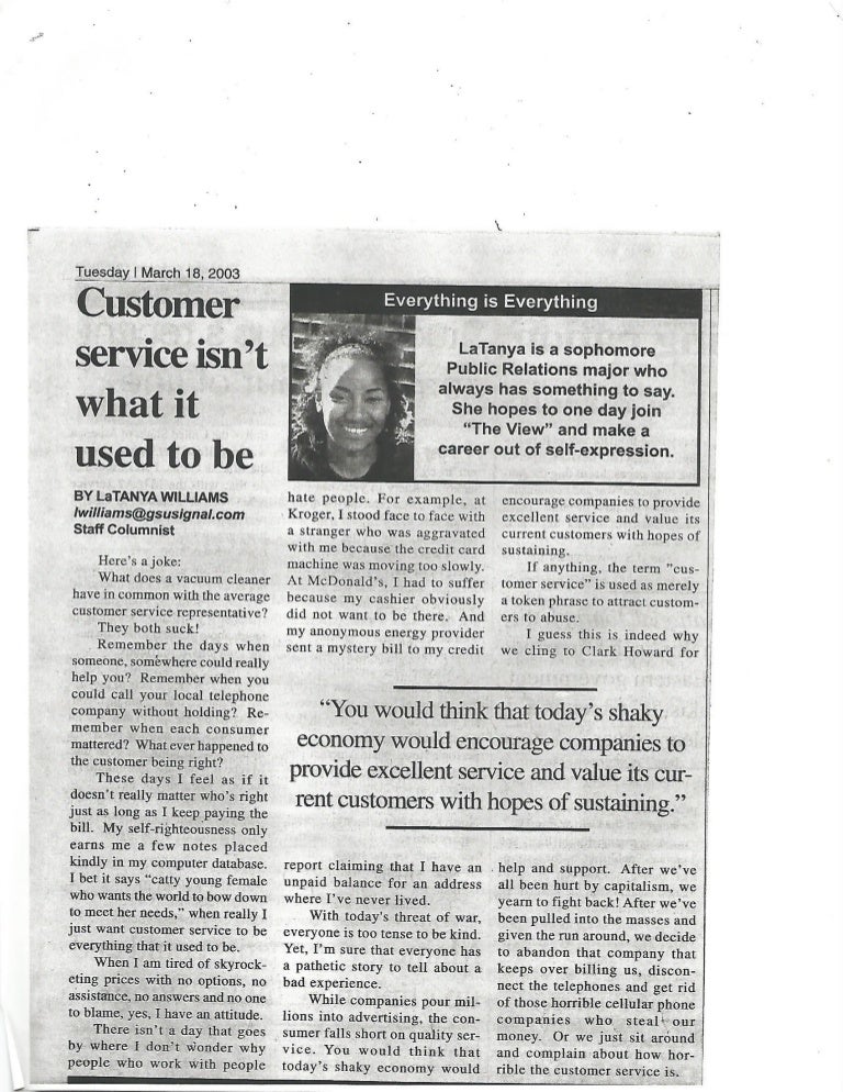 Signal Article Customer Service
